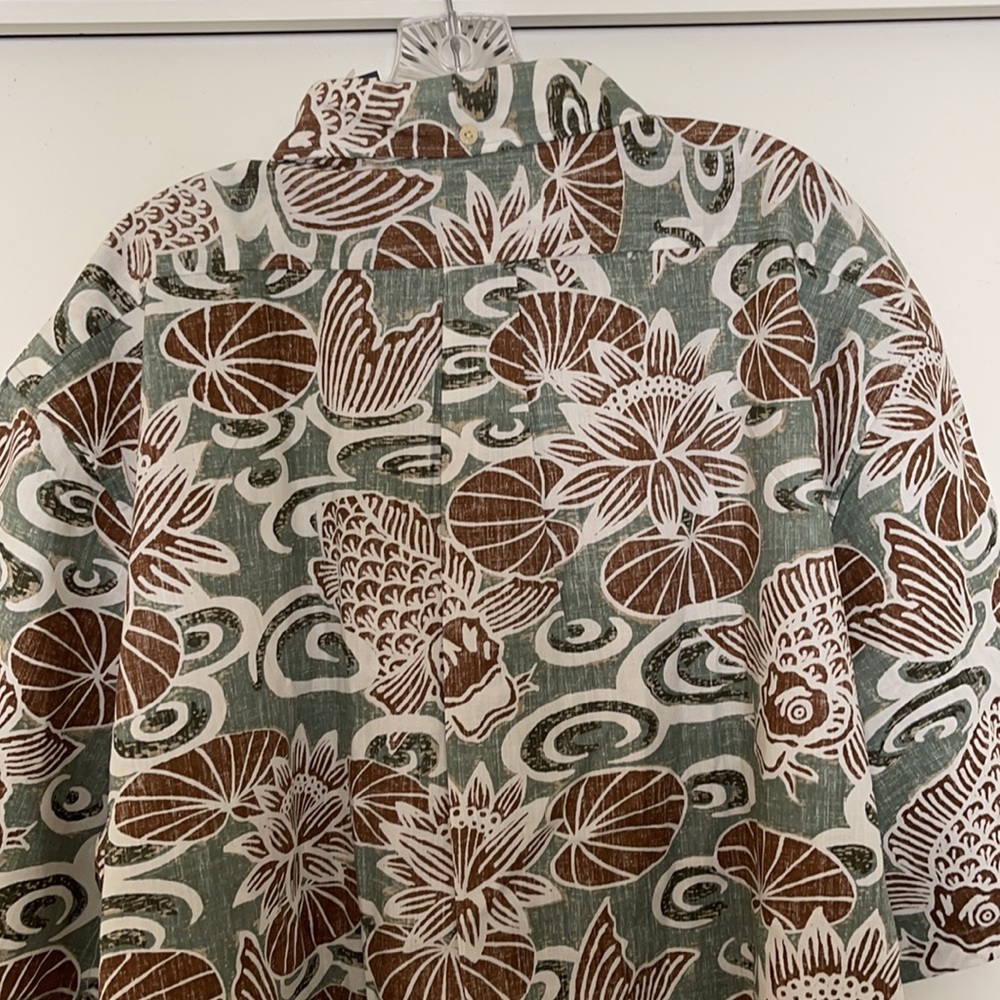 REYN SPOONER Green and Brown Floral Button Down HAWAIIAN SHIRT NEVER WORN 3X - Picture 9 of 11